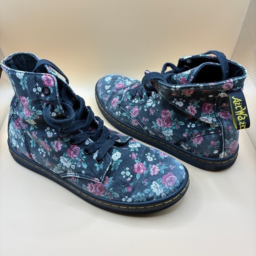Dr Martens Womens Hackney 7 Canvas Floral Black Combat Boot Cottagecore Goth - Picture 5 of 12